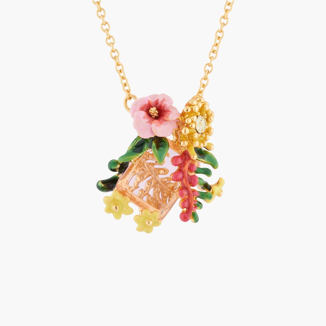 Kangaroo Paw On Faceted Stone Pendant Necklace | AKEP302 - Les Nereides