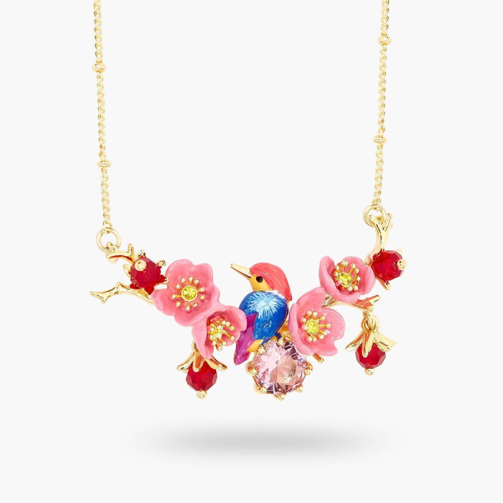 Kingfisher And Maple Blossom Statement Necklace | ASPL3011 - Les Nereides