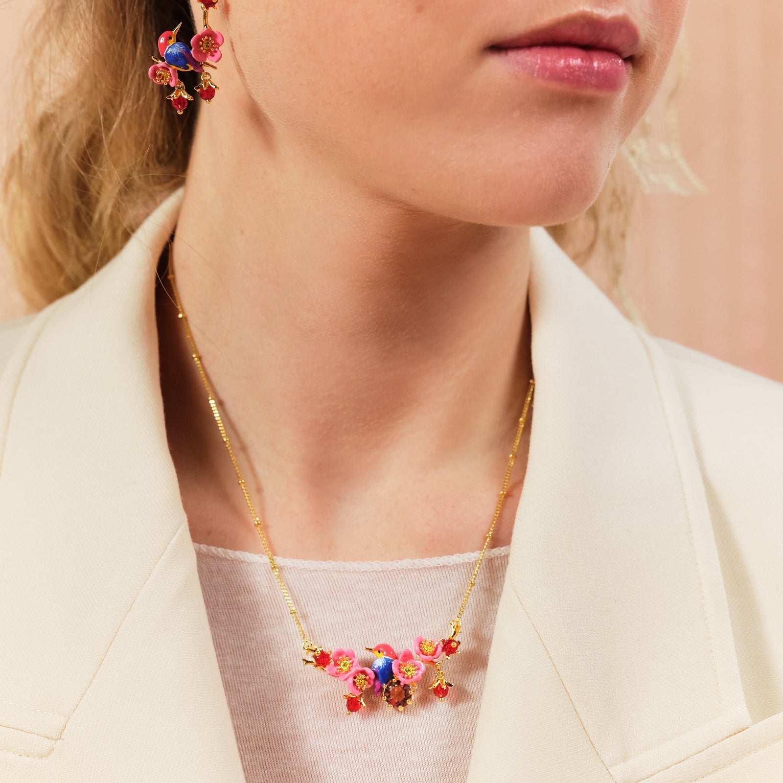 Kingfisher And Maple Blossom Statement Necklace | ASPL3011 - Les Nereides