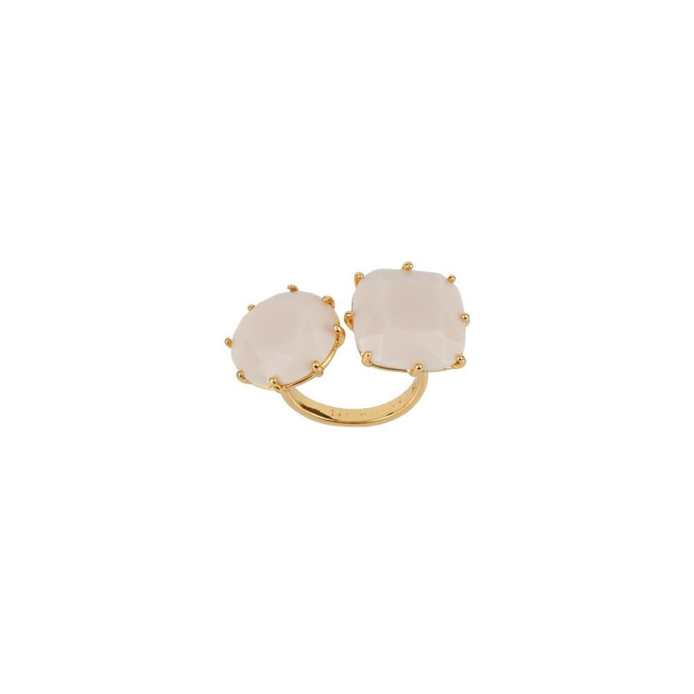 La Diamantine 2 Big Stones Beige Rose Rings | ADLD611/11 - Les Nereides