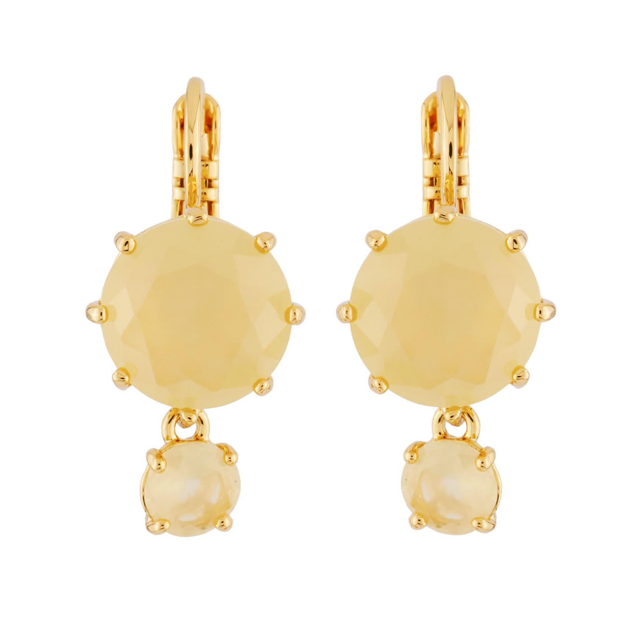 La Diamantine 2 Round Stones Citrine Earrings | AHLD1261 - Les Nereides