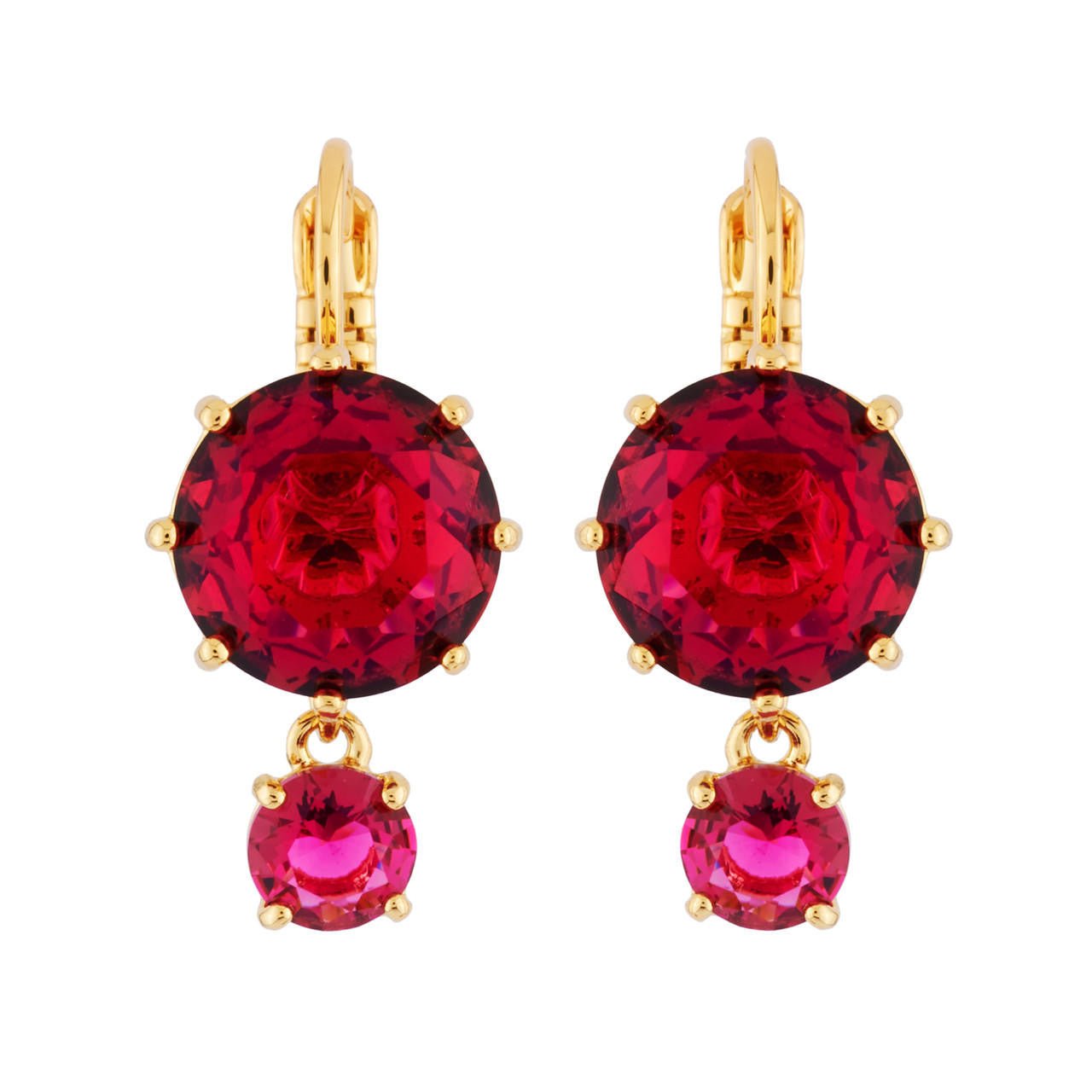 La Diamantine 2 Round Stones Grenadine Earrings | AHLD1262 - Les Nereides
