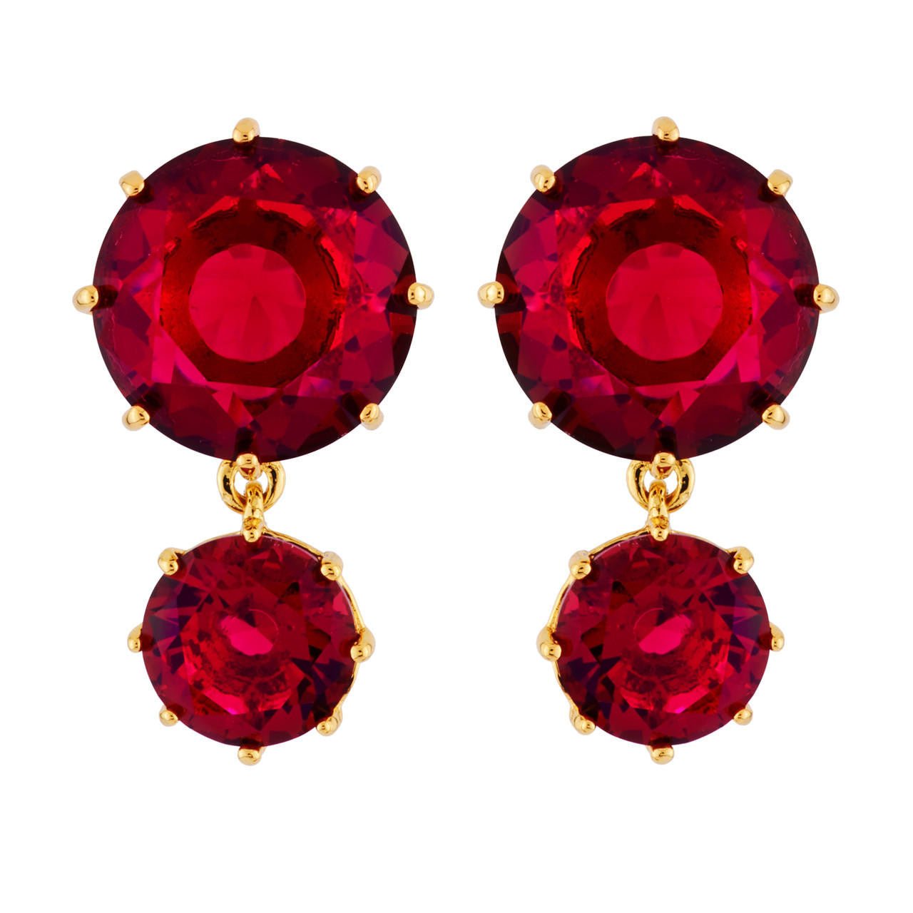 La Diamantine 2 Round Stones Grenadine Earrings | AHLD1372 - Les Nereides