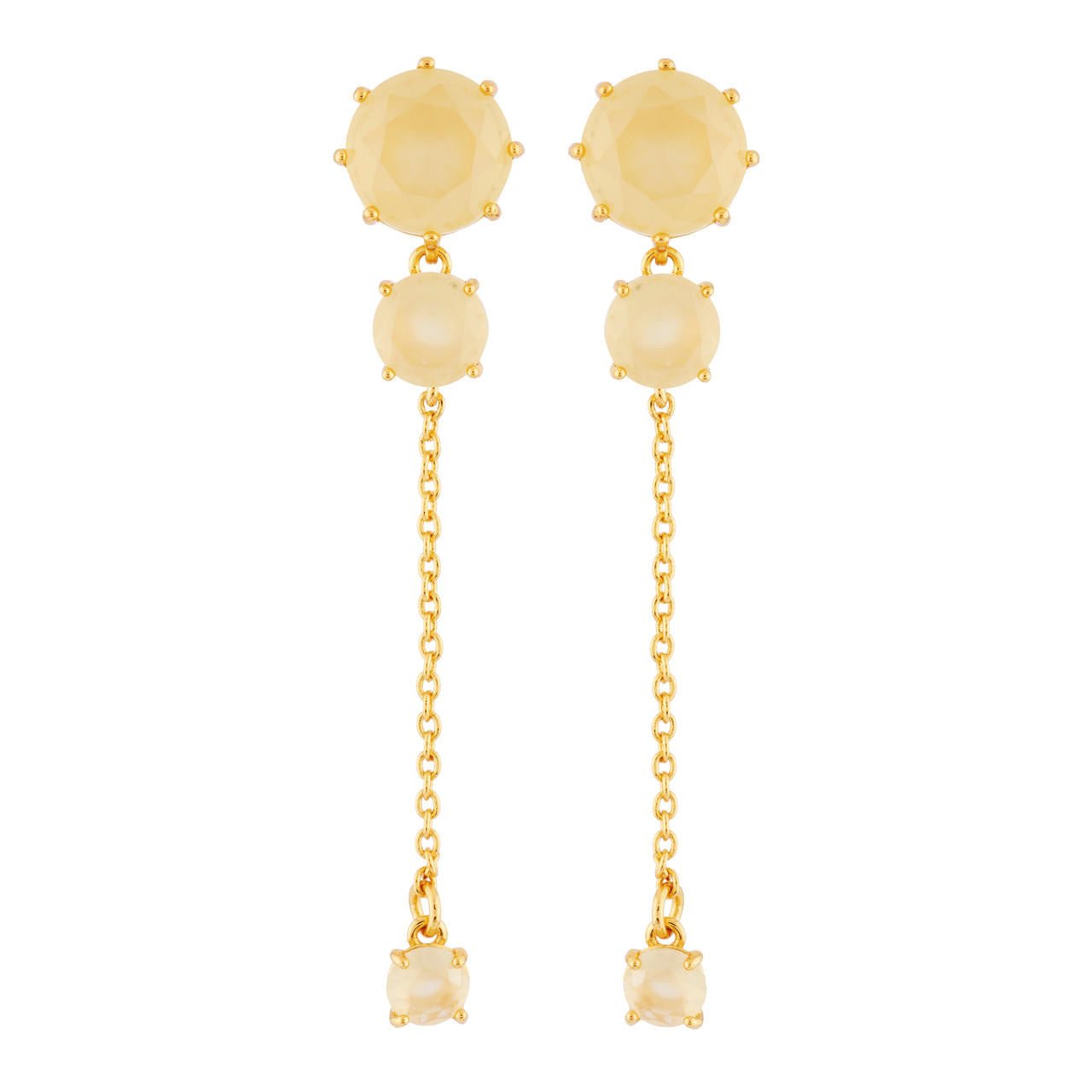 La Diamantine 3 Stones And Chain Citrine Earrings | AHLD1411 - Les Nereides