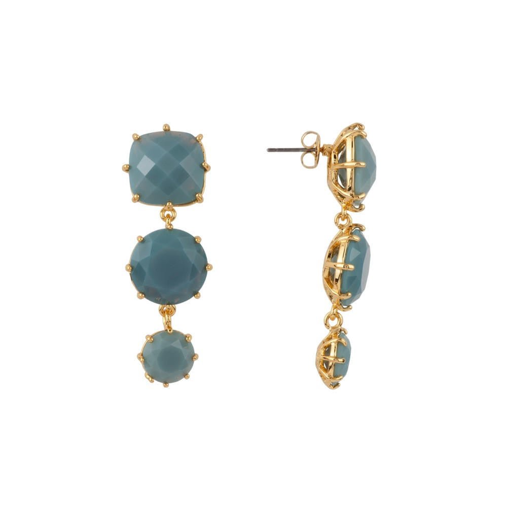 La Diamantine 3 Stones Blue Grey Earrings | ADLD1362 - Les Nereides