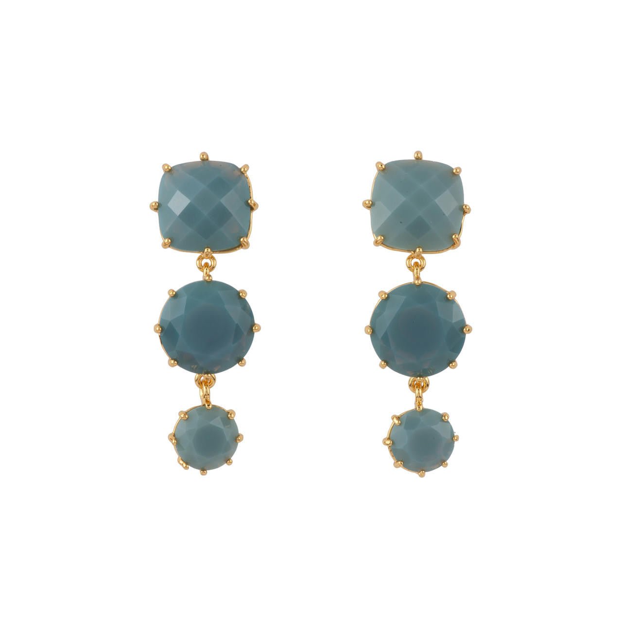 La Diamantine 3 Stones Blue Grey Earrings | ADLD1362 - Les Nereides