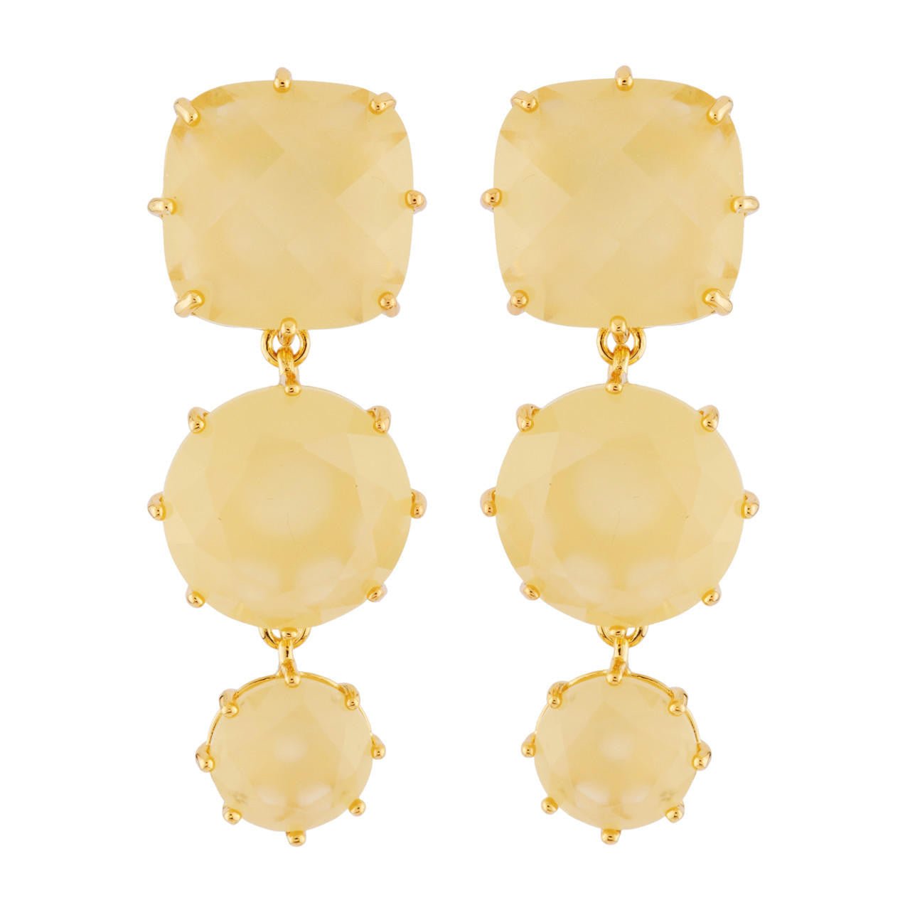 La Diamantine 3 Stones Citrine Earrings | AHLD1361 - Les Nereides