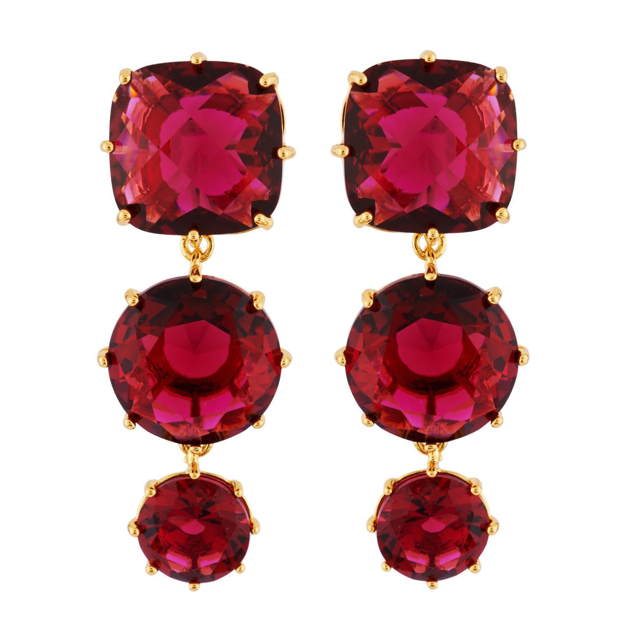 La Diamantine 3 Stones Grenadine Earrings | AHLD1362 - Les Nereides