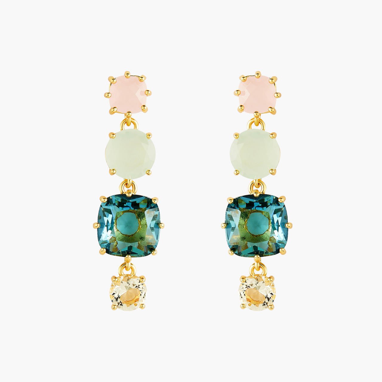 La Diamantine Acqua Azzura 4 Stones Post Earrings | ANLD120T/1 - Les Nereides