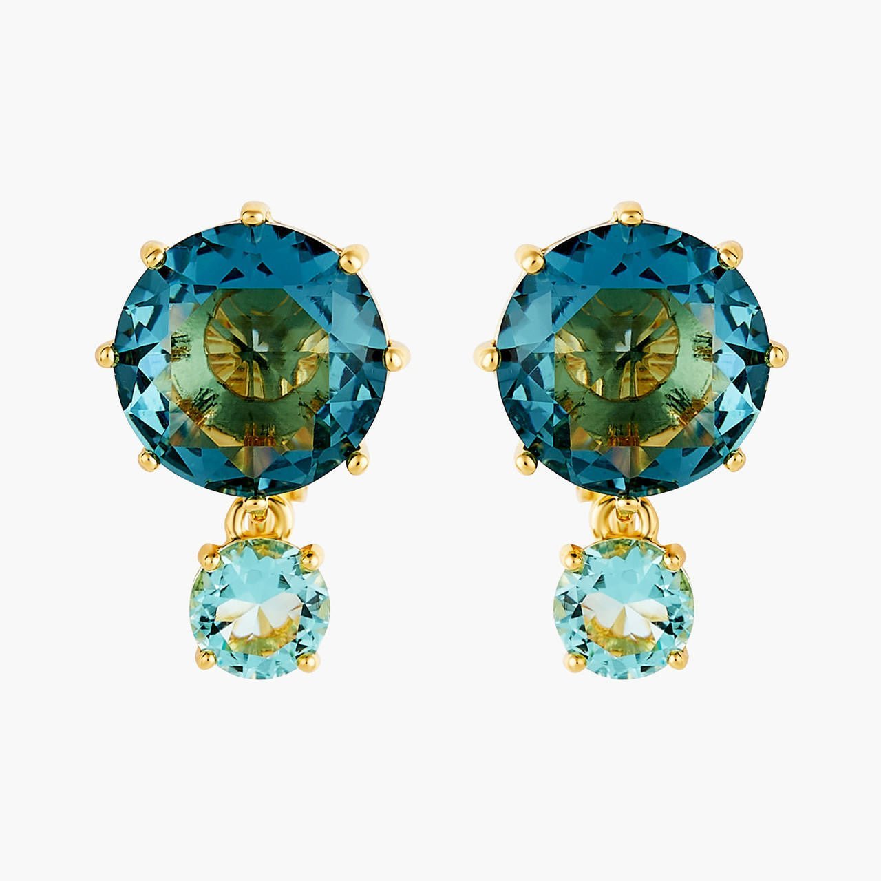 La Diamantine Acqua Azzurra Round Stone Earrings | ANLD126C/1 - Les Nereides