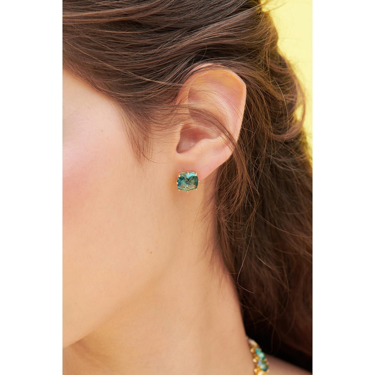 La Diamantine Acqua Azzurra Square Stone Earrings | ANLD101C/1 - Les Nereides
