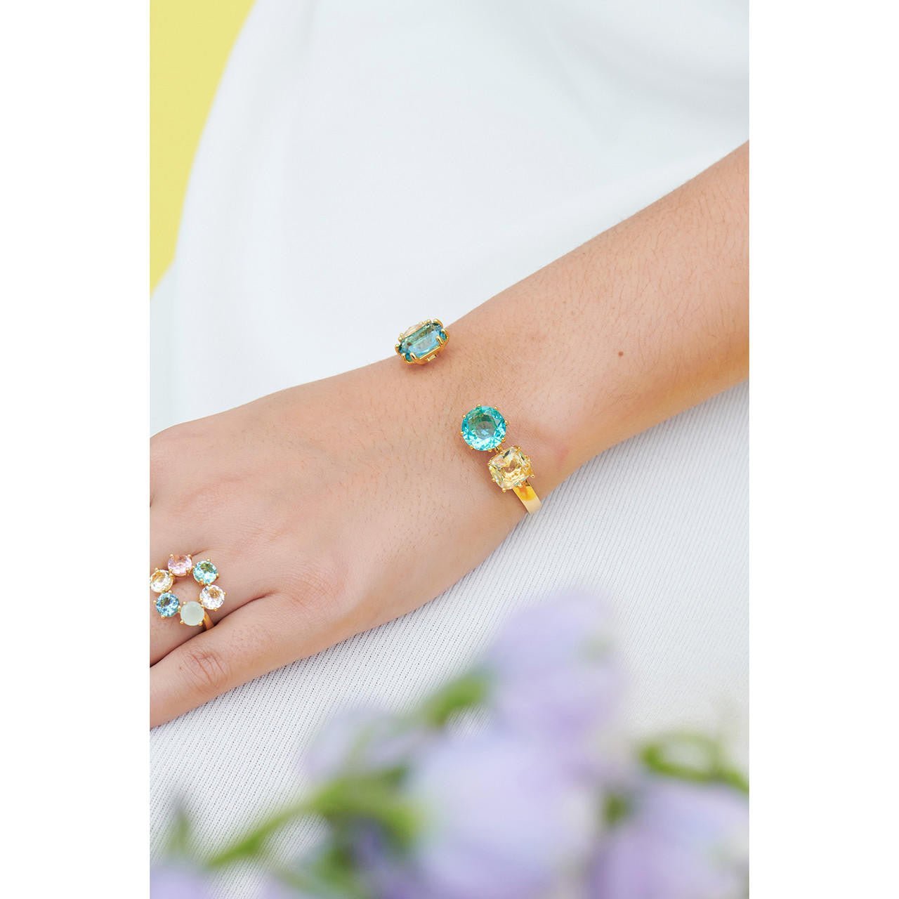 La Diamantine Acqua Azzurra Stones Bangle Bracelet | ANLD254/11 - Les Nereides