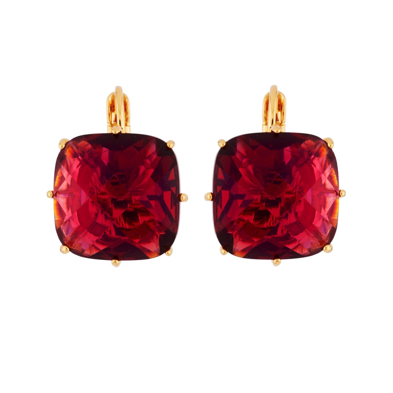 La Diamantine Big Square Stone Grenadine Earrings | AHLD139D/2 - Les Nereides