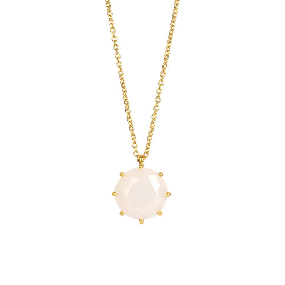 La Diamantine Round Stone White Necklace | ABLD3332 - Les Nereides