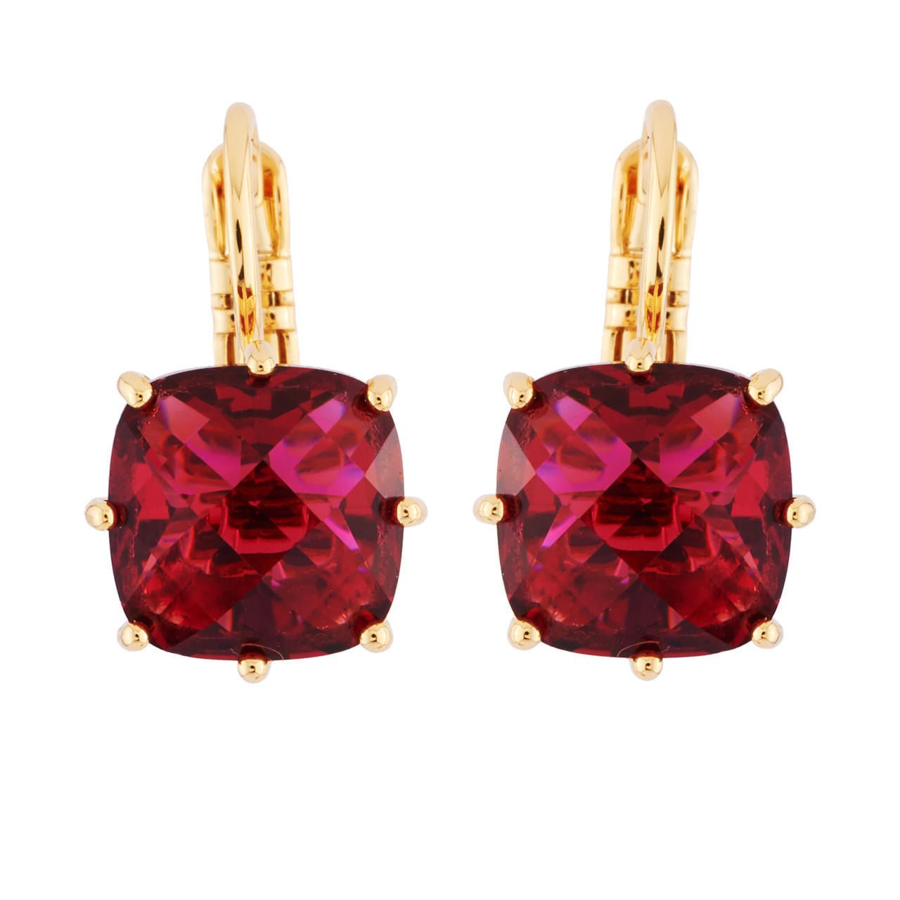 La Diamantine Square Stone Grenadine Earrings | AHLD1012 - Les Nereides