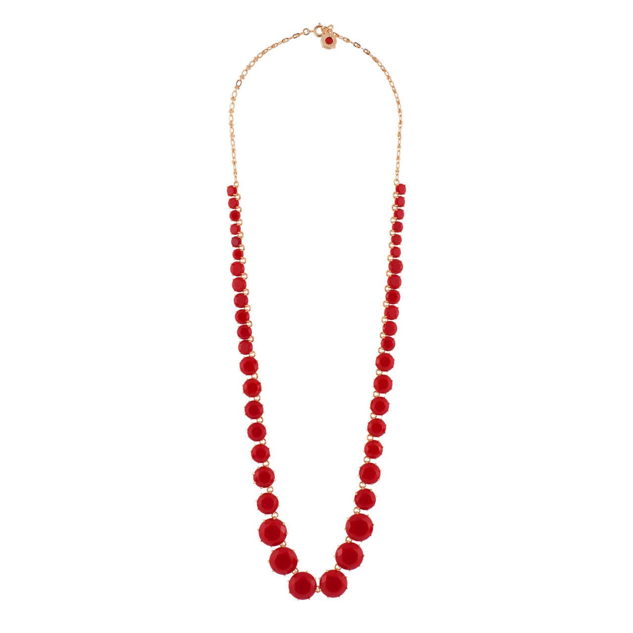 La Diamantine Stones And Chain Vermillion Red Necklace | AFLD3511 - Les Nereides