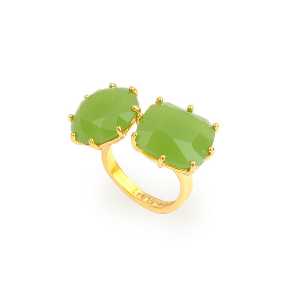 La Diamantine Two Big Stones Green Rings | ABLD611/11 - Les Nereides
