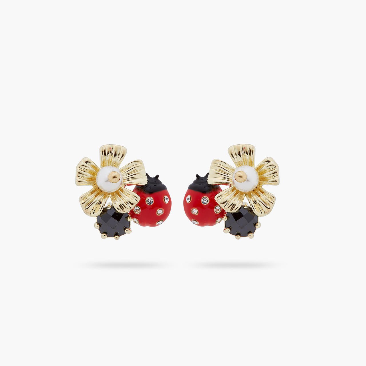 Ladybird And Anemone With Mother Of Pearl Bead Earrings | ARLP1041 - Les Nereides