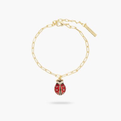 Ladybird And Faceted Crystal Rectangle Link Chain Bracelet | ARAM2011 - Les Nereides