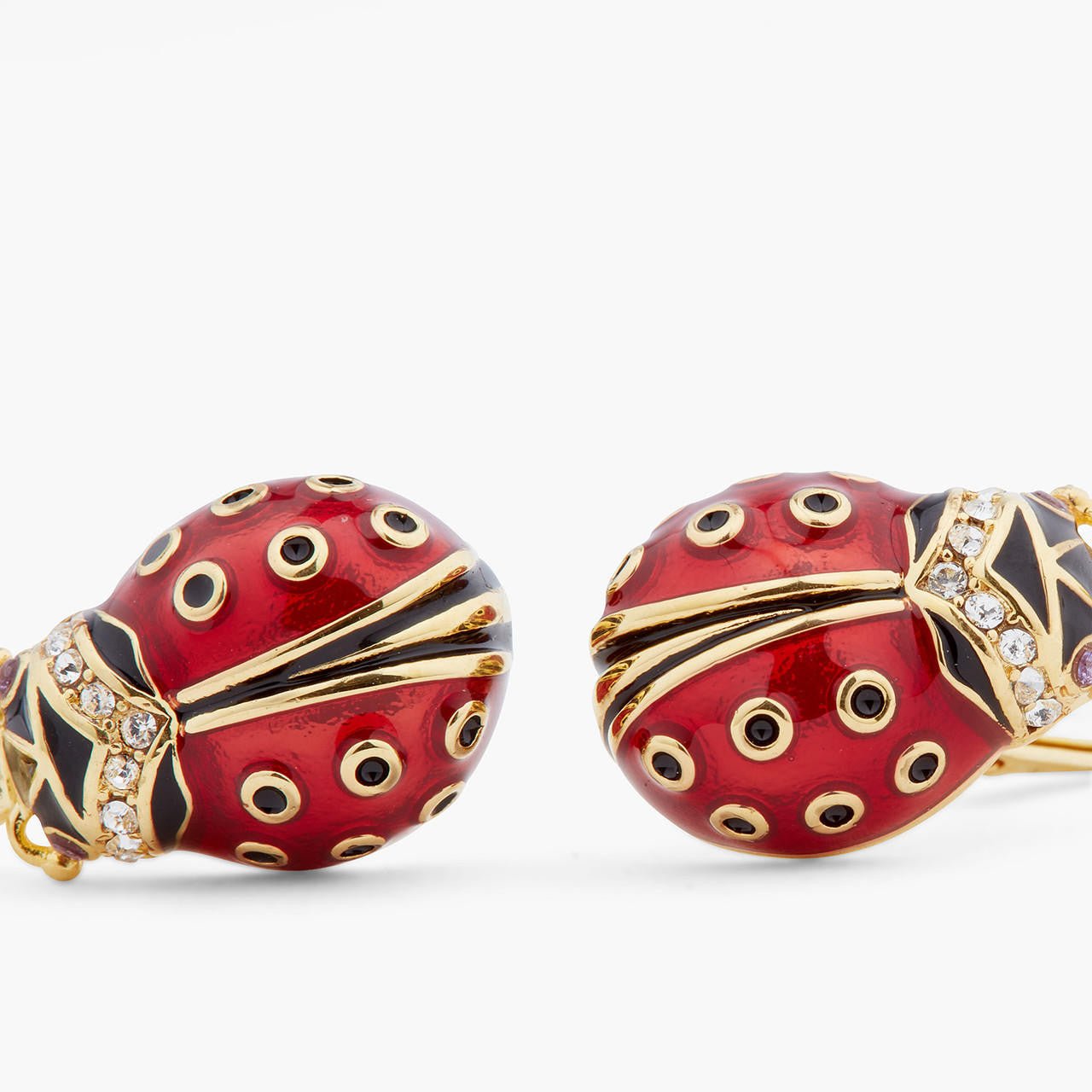 Ladybird And Faceted Crystal Sleeper Earrings | ARAM1011 - Les Nereides