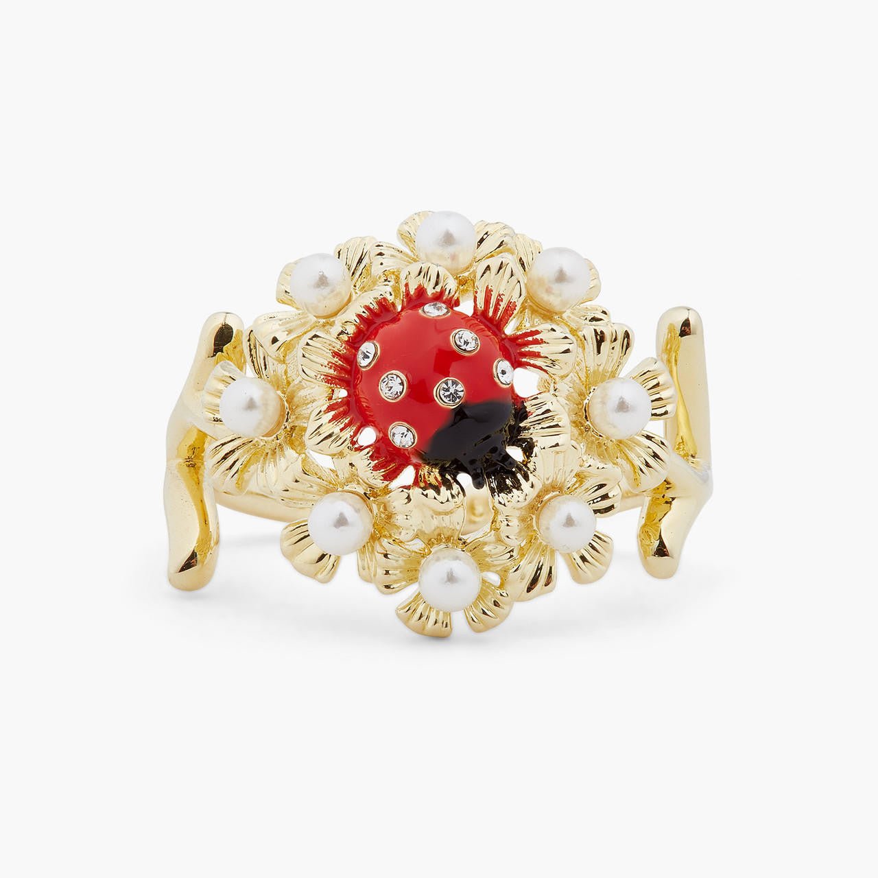 Ladybird And Wood Anemone Cocktail Ring | ARLP6021 - Les Nereides