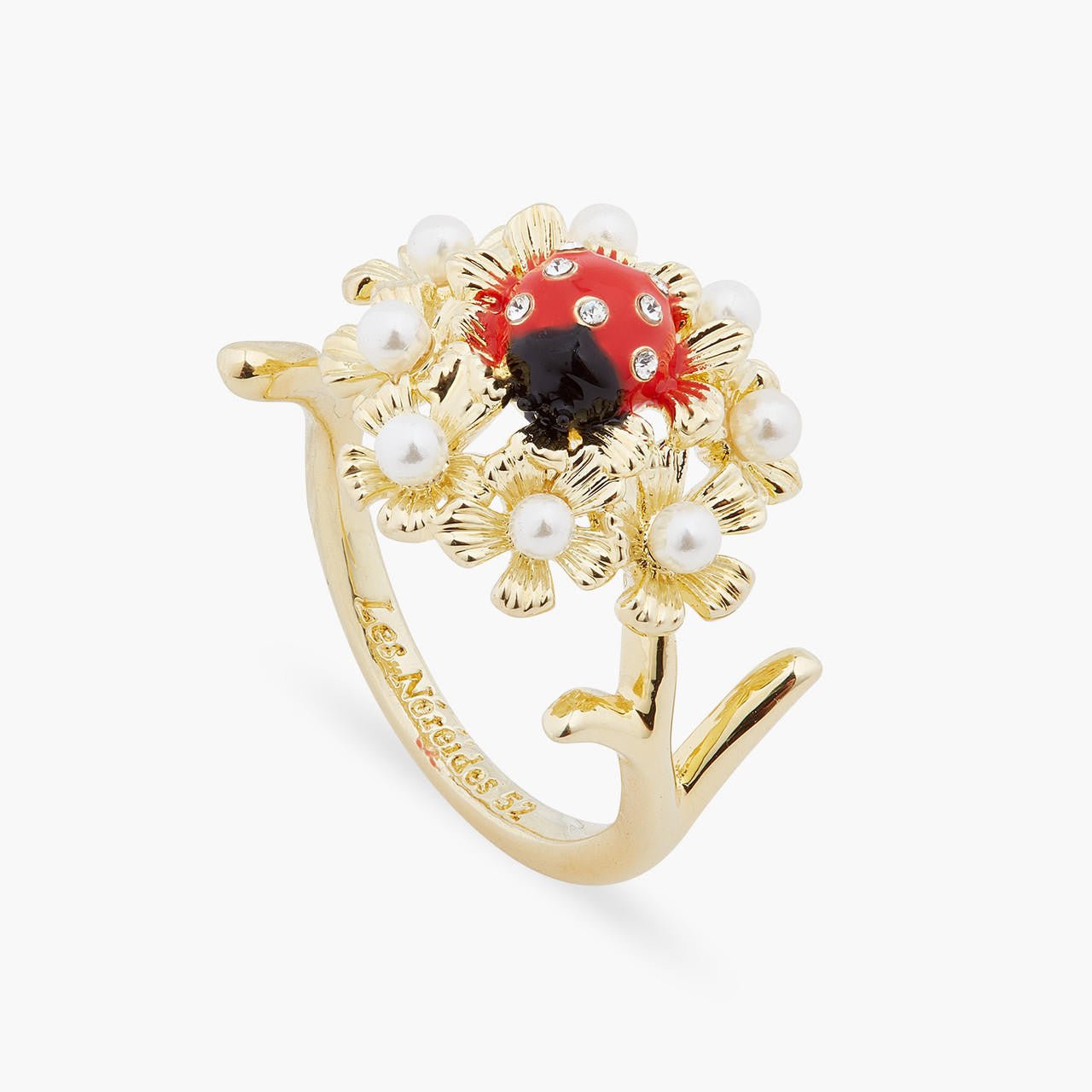 Ladybird And Wood Anemone Cocktail Ring | ARLP6021 - Les Nereides