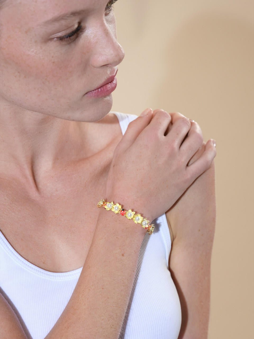 Ladybirds And Wood Anemone Bangle Bracelet | ARLP2011 - Les Nereides
