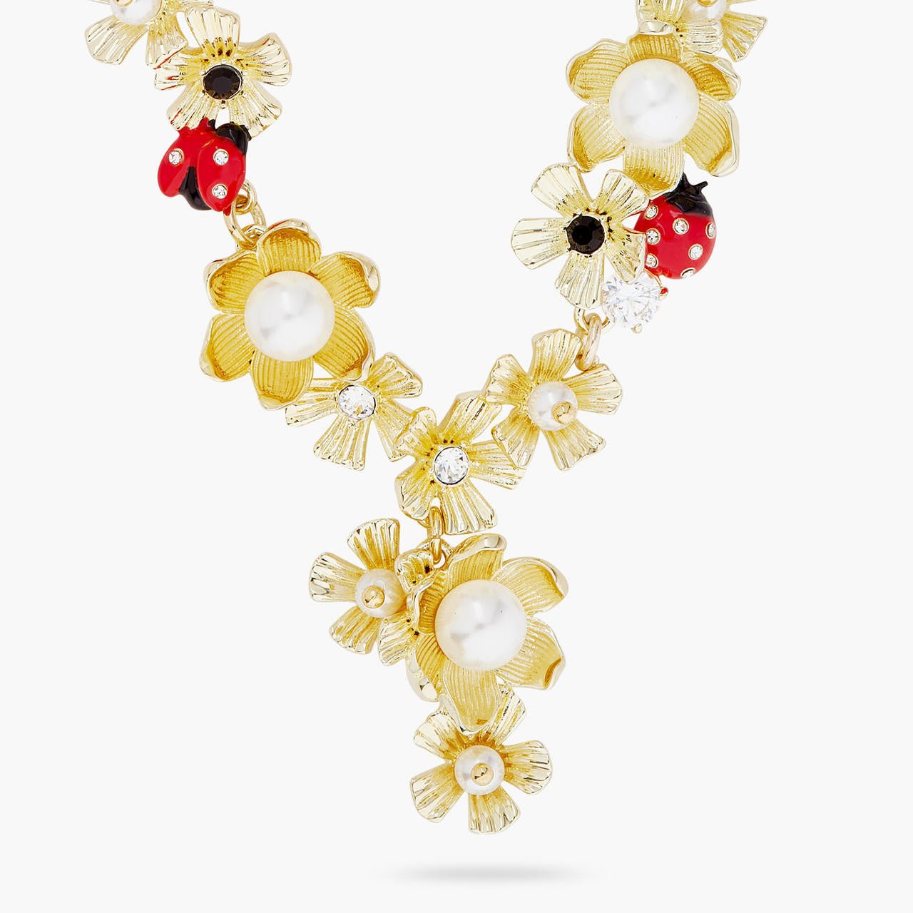 Ladybirds And Wood Anemone Statement Necklace | ARLP3011 - Les Nereides