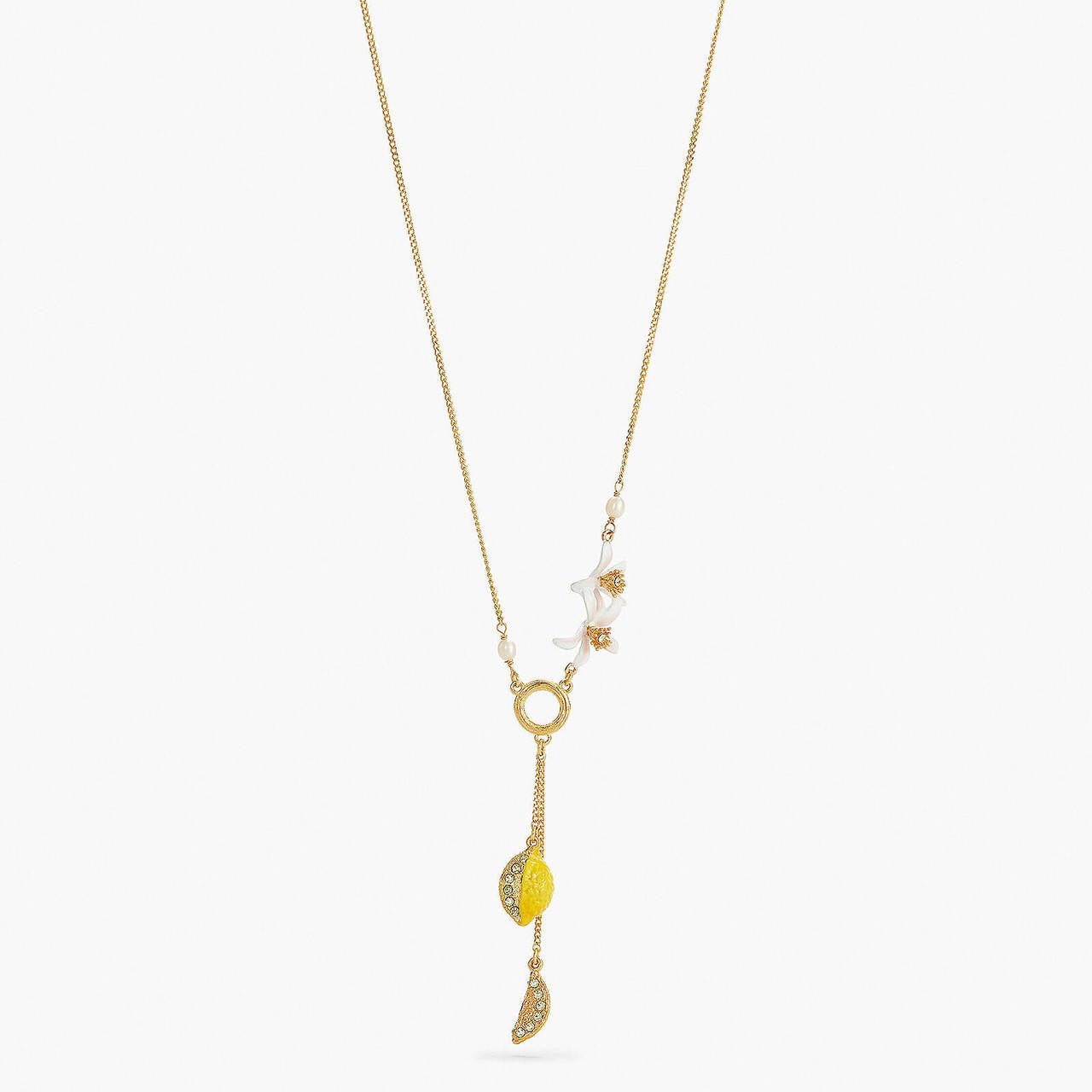 Lemon And Lemon Blossom Pendant Necklace | APMI3021 - Les Nereides