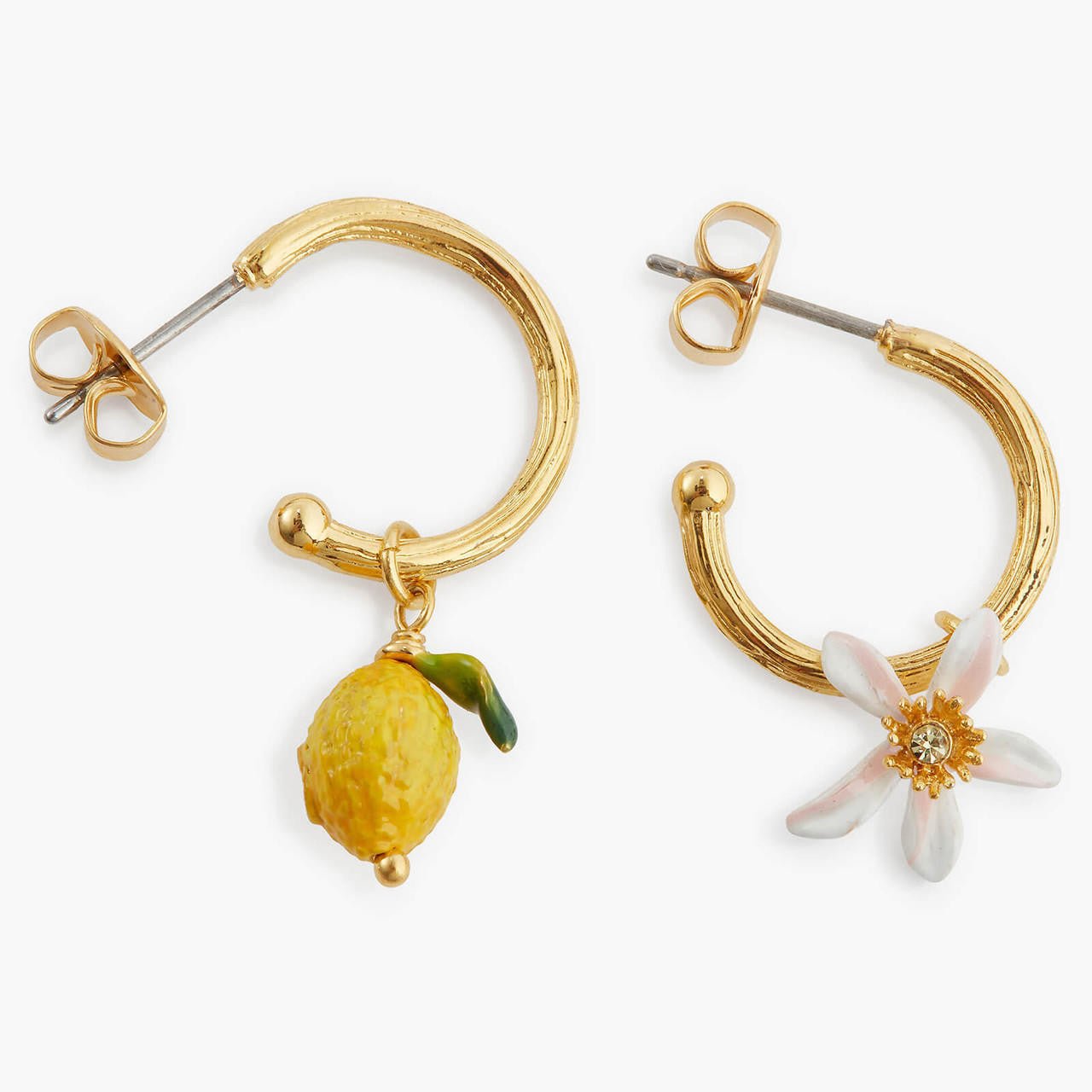 Lemon And Lemon White Blossom Hoop Earrings | APMI1051 - Les Nereides