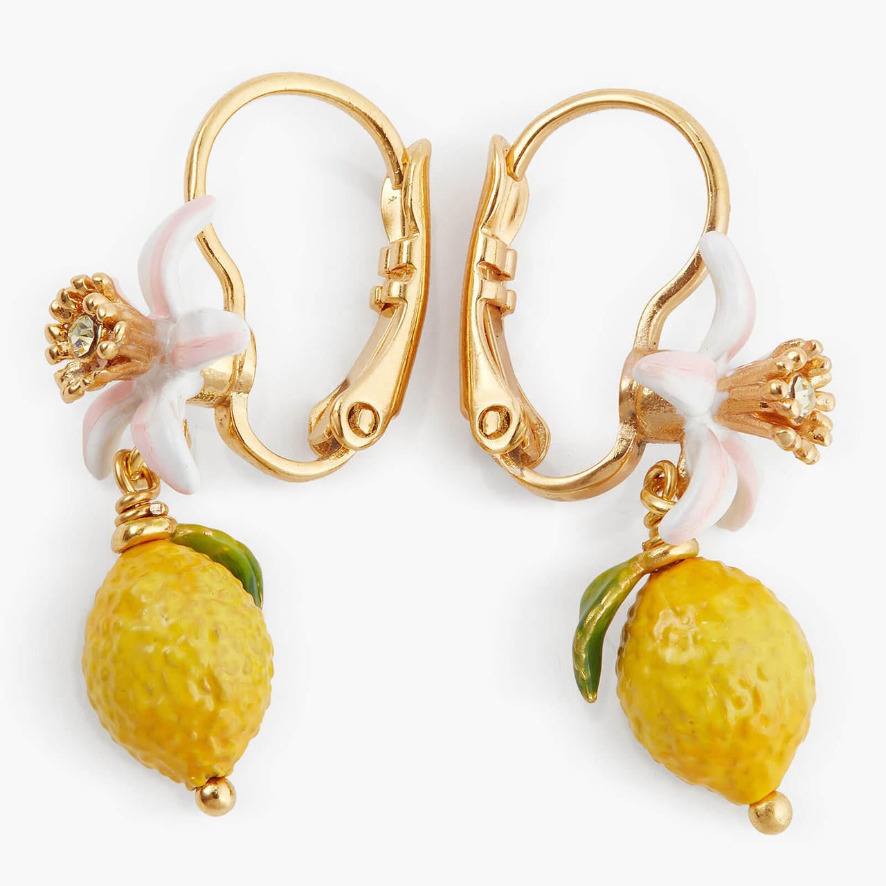 Lemon And White Flower Earrings | APMI1041 - Les Nereides