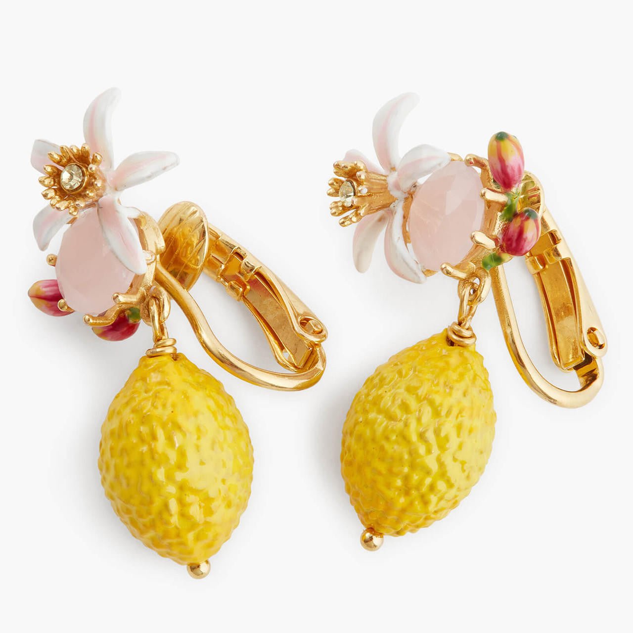 Lemon, Flower And Faceted Crystal Earrings | APMI1011 - Les Nereides
