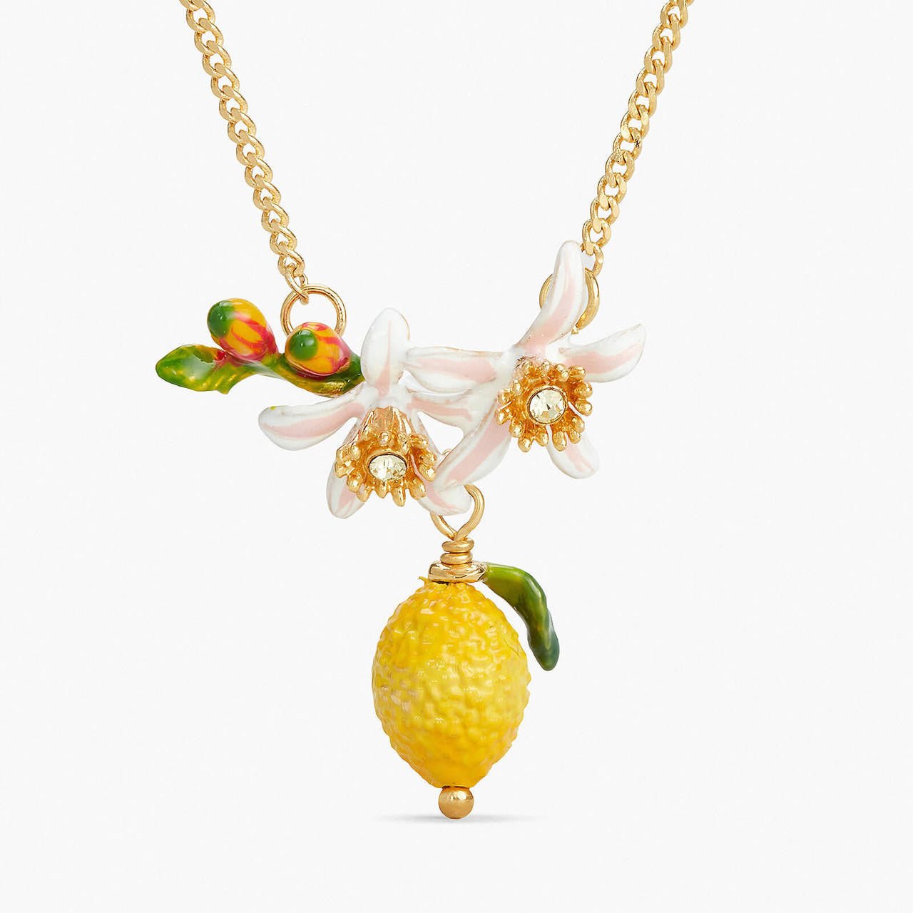 Lemon, Flower Bud And Lemon Blossom Necklace | APMI3031 - Les Nereides