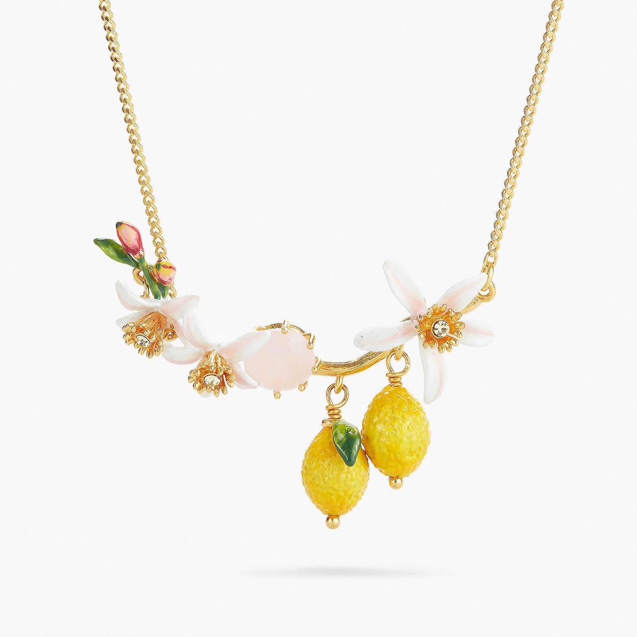 Lemons, Flower Buds And Lemon Blossom Statement Necklace | APMI3011 - Les Nereides