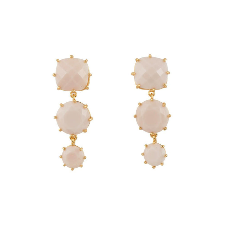 Les Nereides La Diamantine 3 Stones Beige Rose Earrings | ADLD1361 