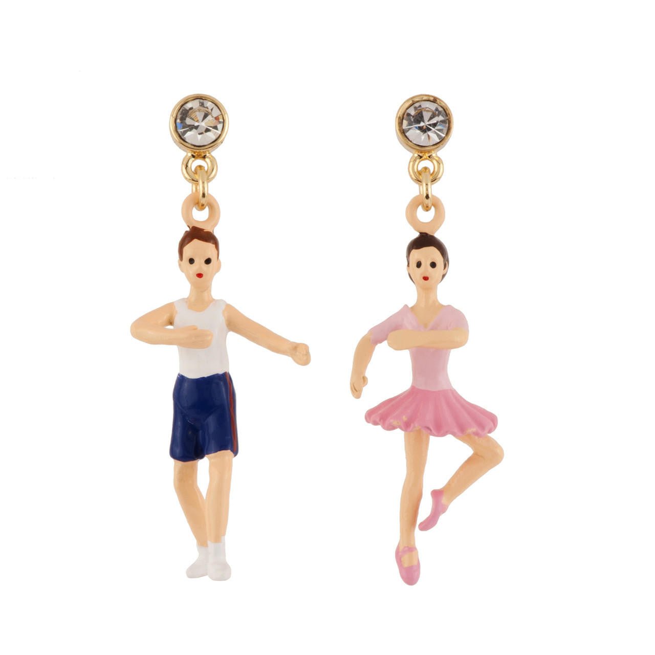 Les Petits Rats Crystals & Ballet Dancers Making A "Retiré" Step Earrings | AEOP101T/1 - Les Nereides