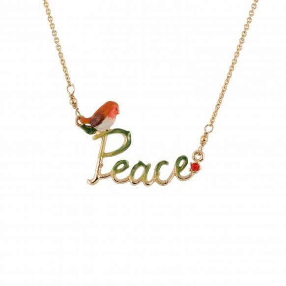 Lettres Florales Peace Word With Bird Necklace | AELF3301 - Les Nereides