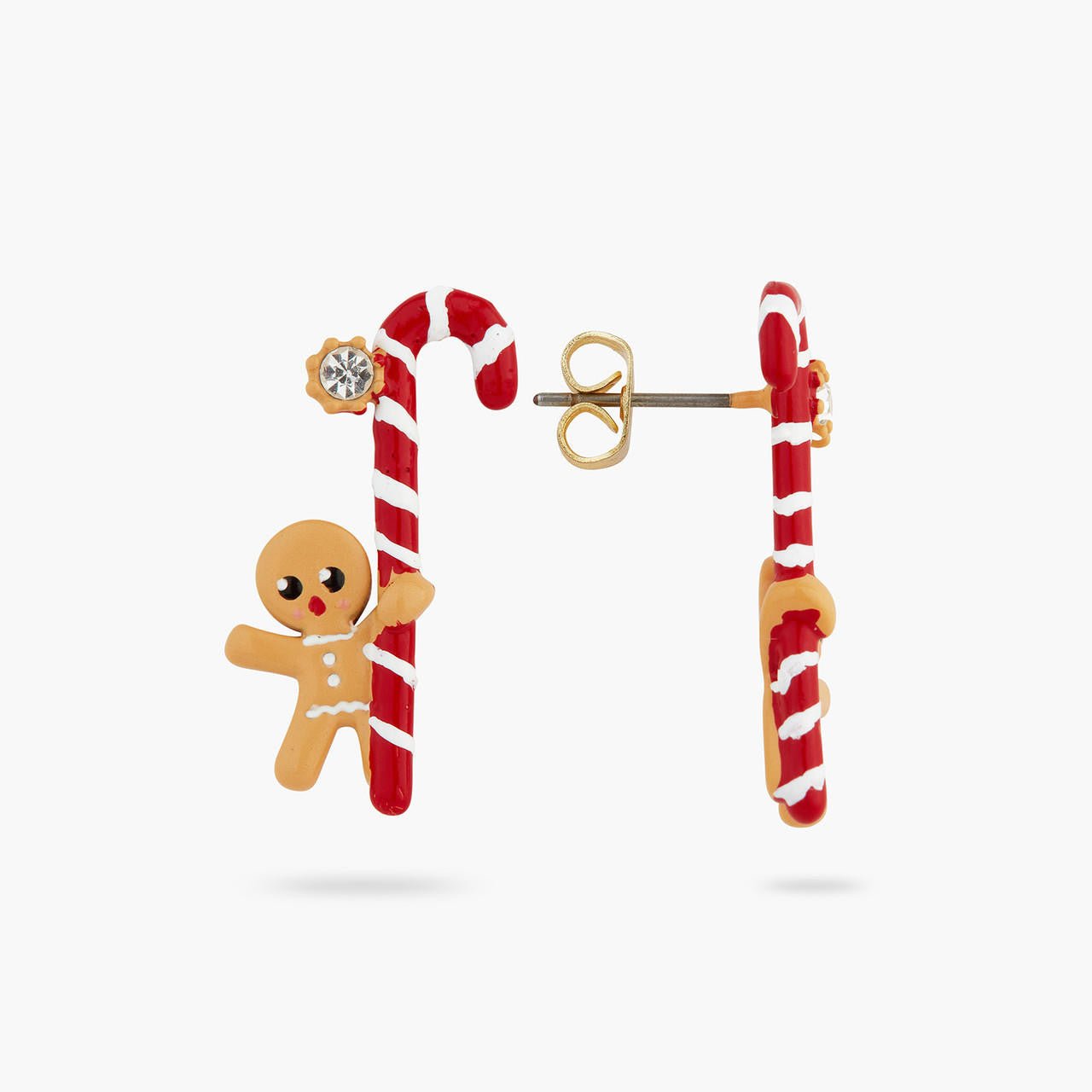 Little gingerbread man and candy cane earrings | AQSP1131 - Les Nereides