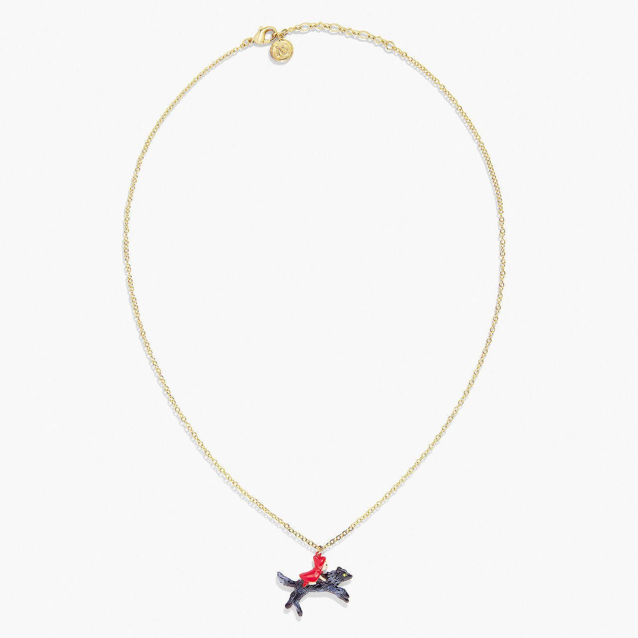 Little Red Riding Hood On Big Bad Wolf Pendant Necklace | APBB3041 - Les Nereides