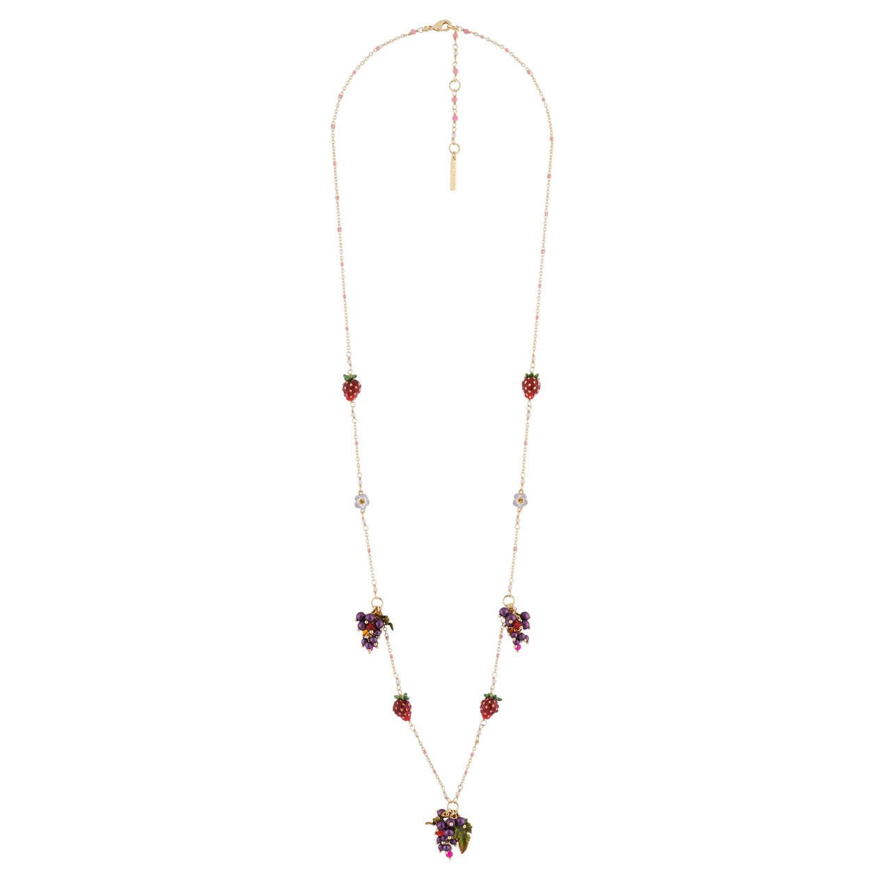 Long With Grapes,Strawberries And White Flowers Necklace | AHPO3051 - Les Nereides