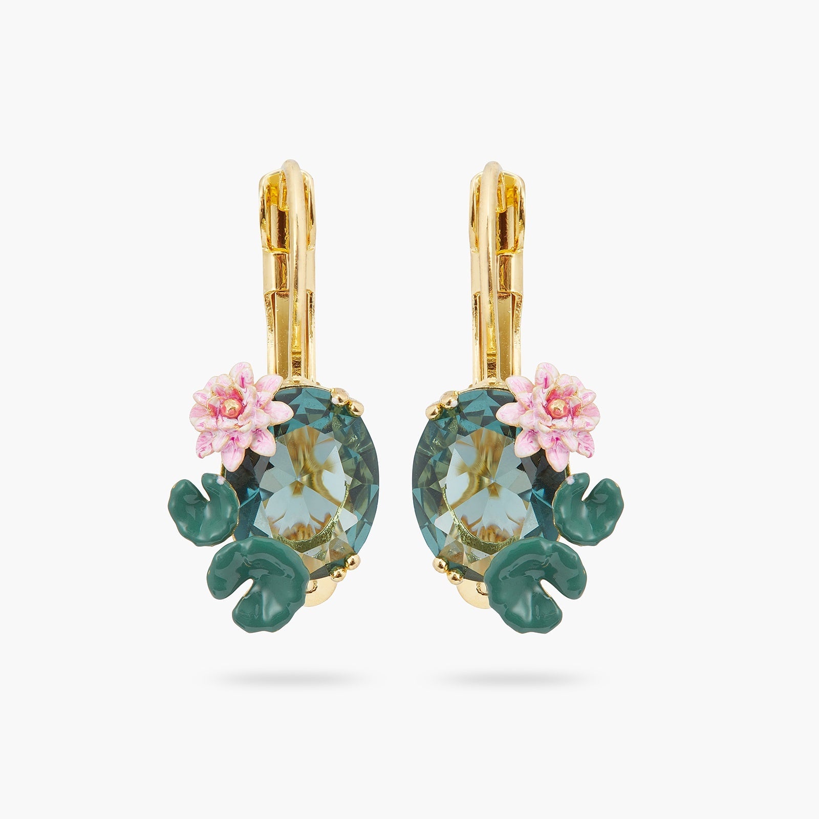 Lotus Flower And Blue Stone Earrings | ATNY1091 - Les Nereides