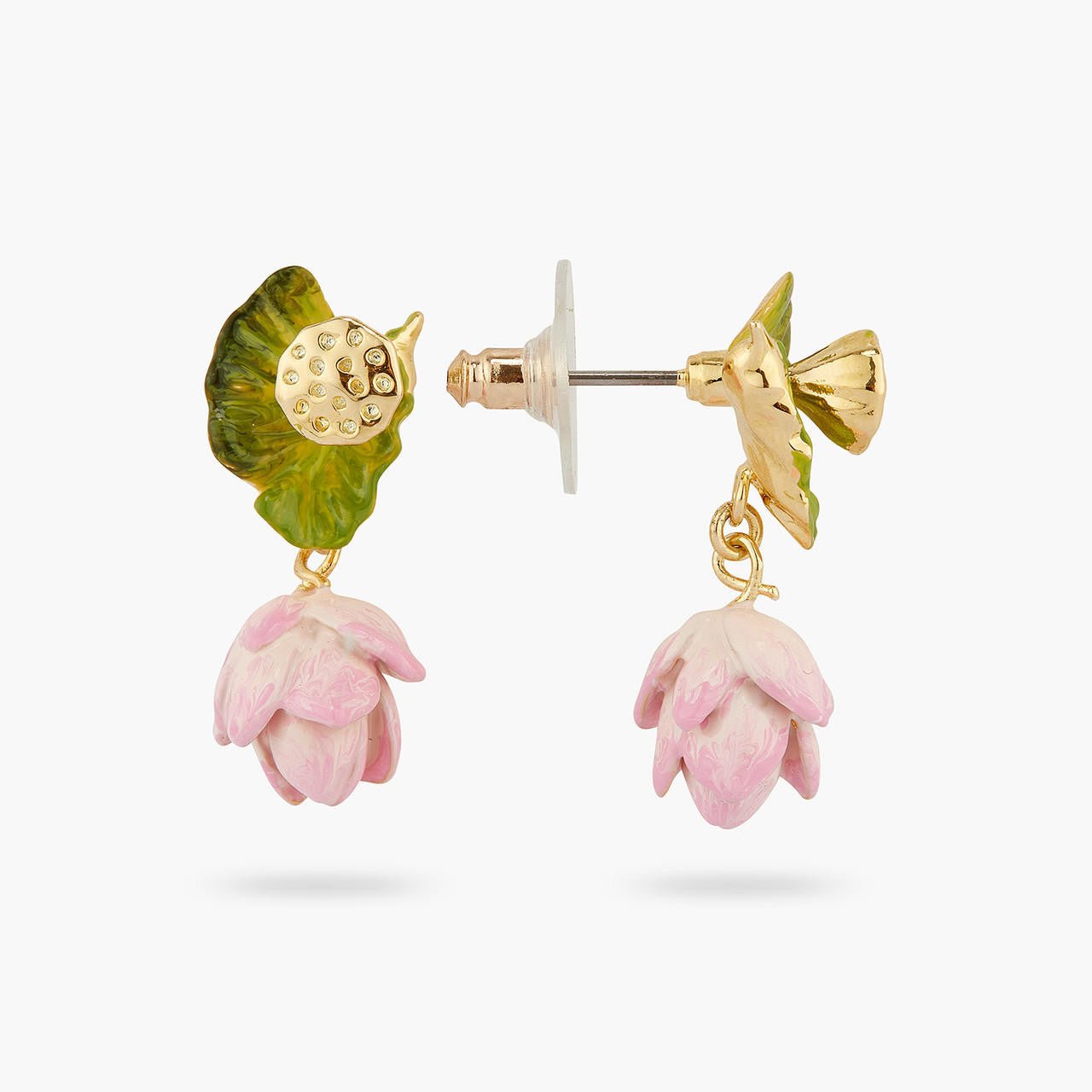 Lotus Flower And Water Lily Earrings | AQEL1091 - Les Nereides