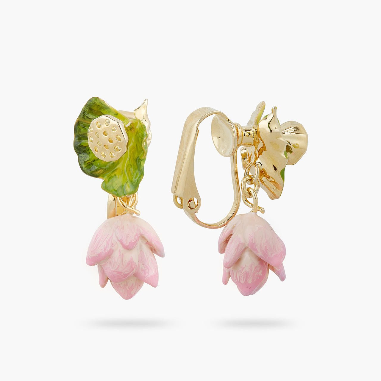 Lotus Flower And Water Lily Earrings | AQEL1091 - Les Nereides