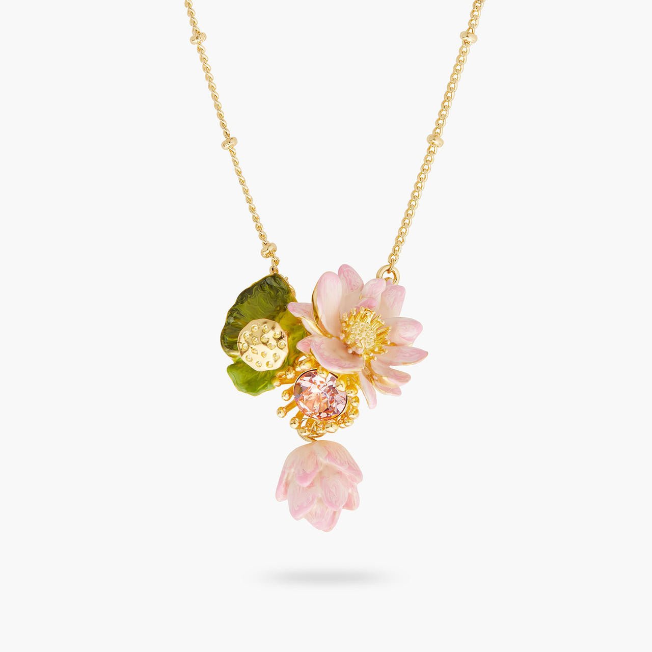Lotus Flower Pendant Necklace | AQEL3071 - Les Nereides