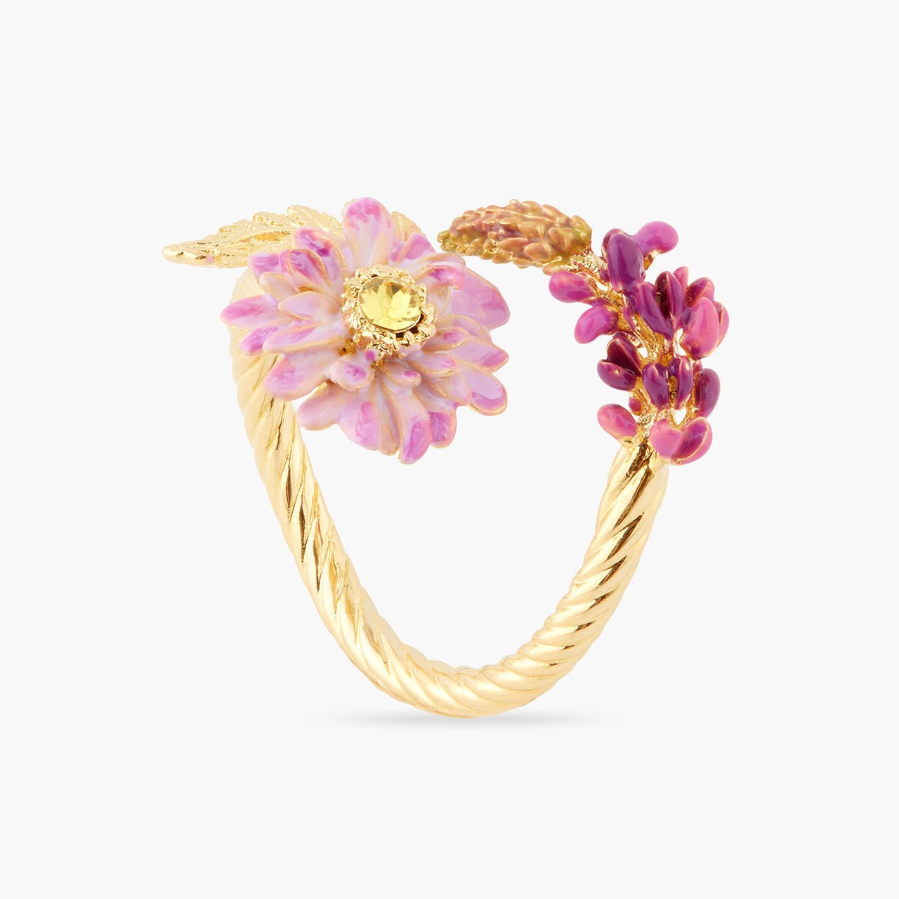 Lupine And Lotus Flower Adjustable Ring | AQBI6011 - Les Nereides
