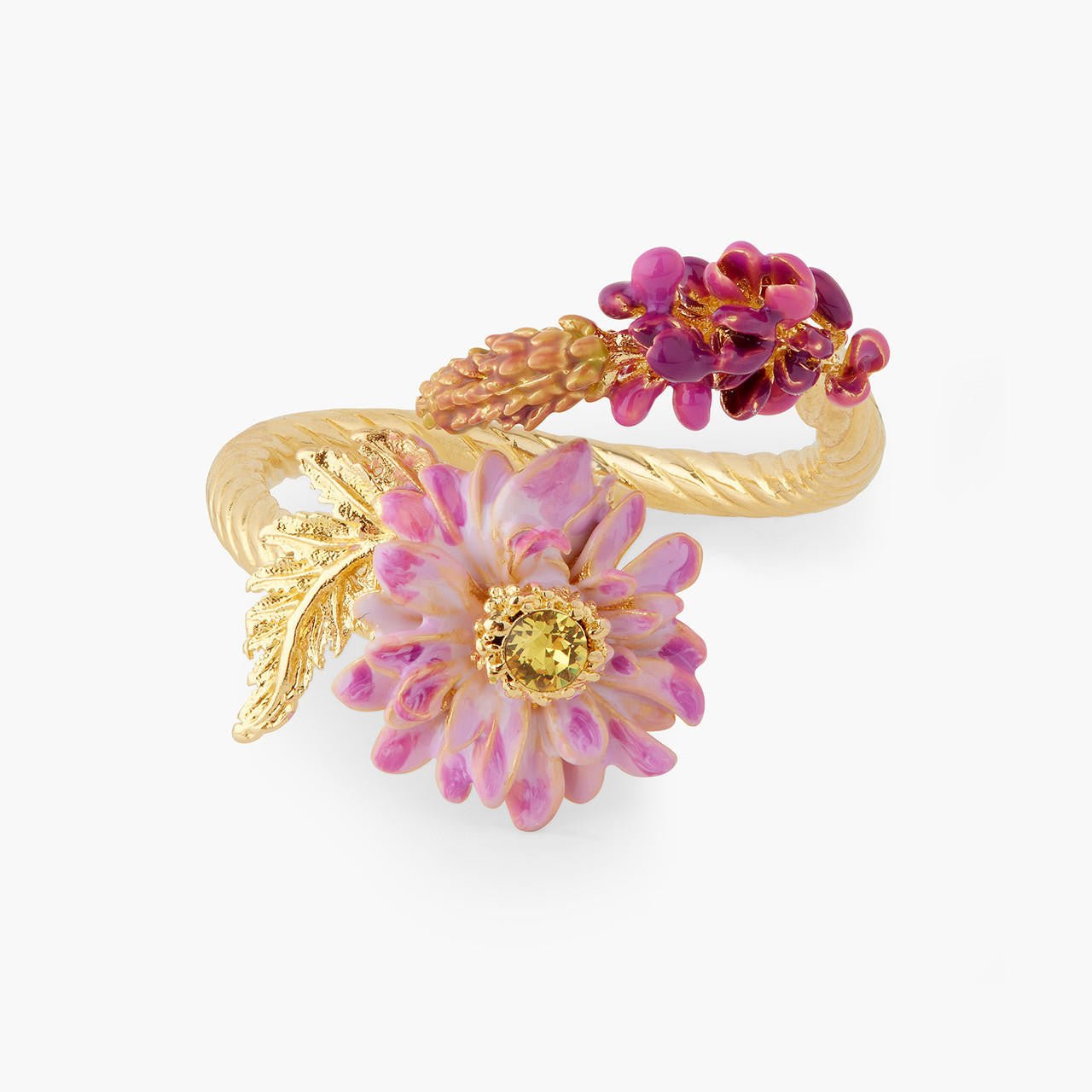 Lupine And Lotus Flower Adjustable Ring | AQBI6011 - Les Nereides
