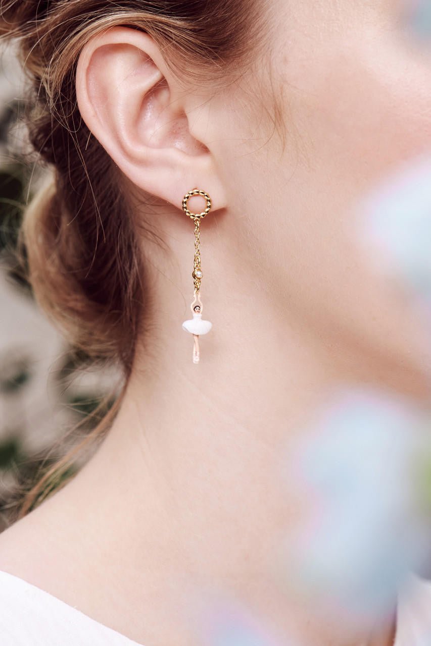 Mini Pas de Deux Blanc Earrings | AOMDD1021 - Les Nereides