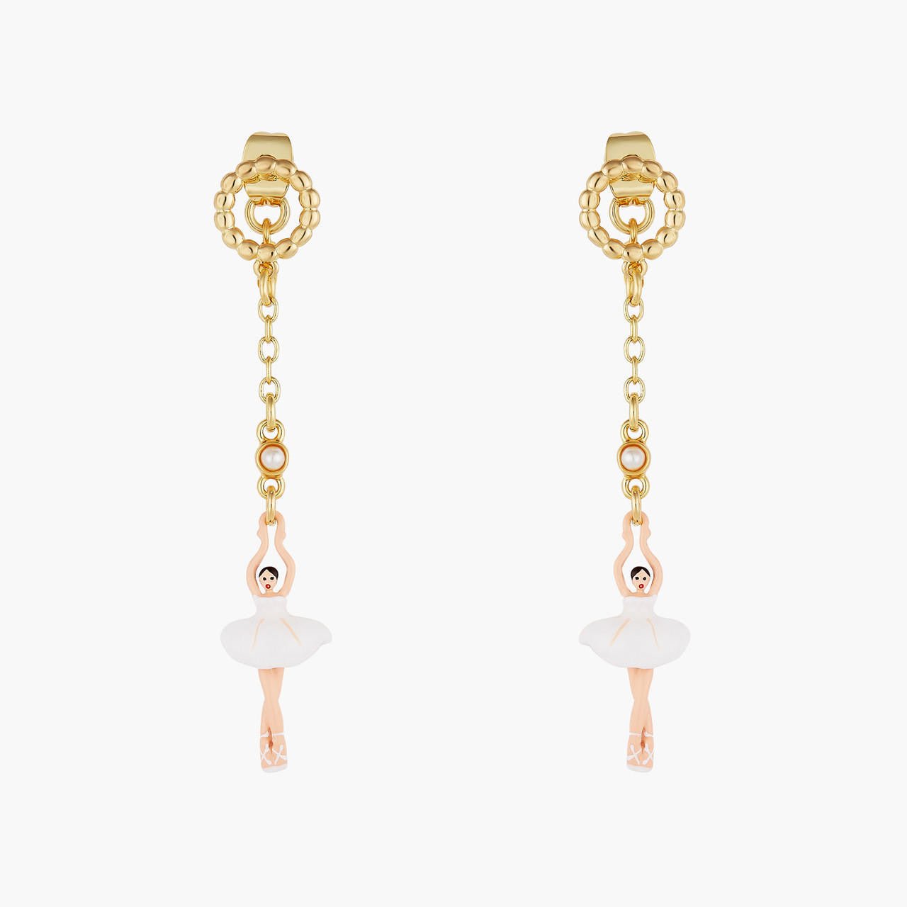 Mini Pas de Deux Blanc Earrings | AOMDD1021 - Les Nereides