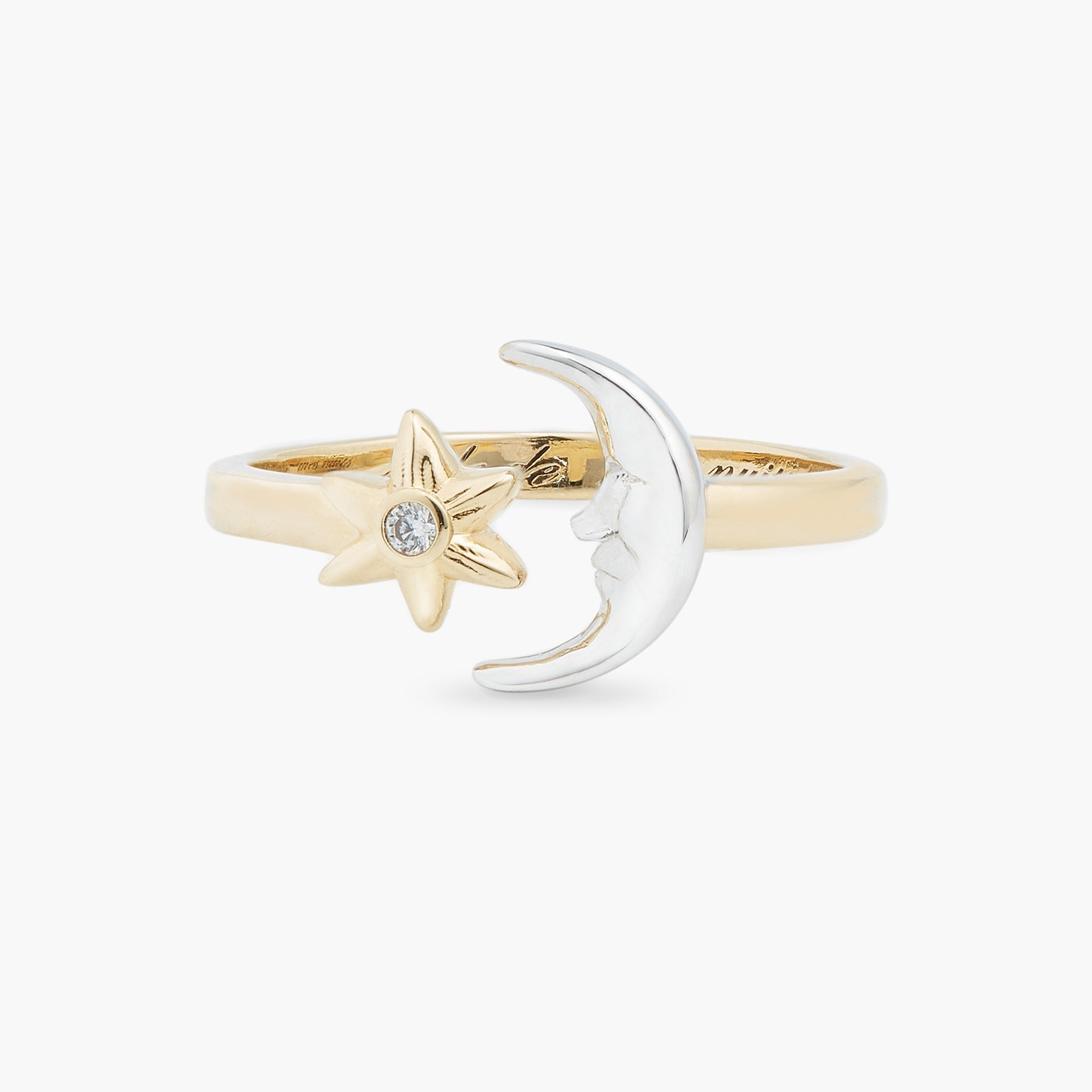 Moon And Star Adjustable Ring | ASAM6011 - Les Nereides