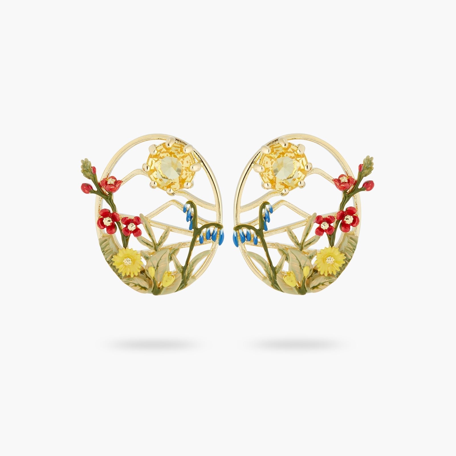 Mount Fuji And Round Stone Earrings | ASLE1111 - Les Nereides